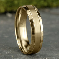The Horizon Men's Wedding Band in 14K Yellow Gold - 6.5mm by Benchmark