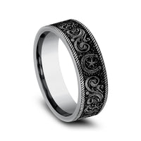 The Horseshoe Script Men's Wedding Band in Tungsten - 7mm Width by Forge