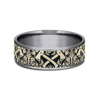 The Hotshot Men's Wedding Band in Grey Tantalum and 14K Yellow Gold - 7.5mm Width by Brook and Branch
