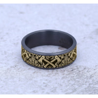 The Hotshot Men's Wedding Band in Grey Tantalum and 14K Yellow Gold - 7.5mm Width by Brook and Branch