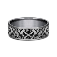 The Hotshot Men's Wedding Band in Grey Tantalum and Grey/Black Titanium - 7.5mm Width by Brook and Branch