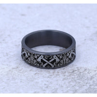 The Hotshot Men's Wedding Band in Grey Tantalum and Grey/Black Titanium - 7.5mm Width by Brook and Branch