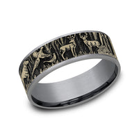 The Huntsman Men's Wedding Band in Grey Tantalum and 14K Yellow Gold - 7.5mm Width by Brook and Branch