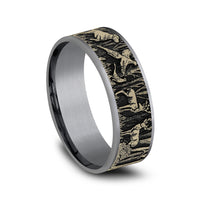 The Huntsman Men's Wedding Band in Grey Tantalum and 14K Yellow Gold - 7.5mm Width by Brook and Branch