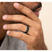 The Huntsman Men's Wedding Band in Grey Tantalum and 14K Yellow Gold - 7.5mm Width by Brook and Branch