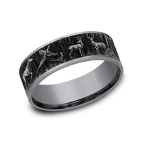 The Huntsman Men's Wedding Band in Grey Tantalum and Grey/Black Titanium - 7.5mm Width by Brook and Branch