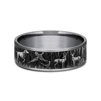 The Huntsman Men's Wedding Band in Grey Tantalum and Grey/Black Titanium - 7.5mm Width by Brook and Branch