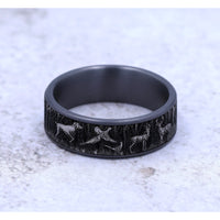 The Huntsman Men's Wedding Band in Grey Tantalum and Grey/Black Titanium - 7.5mm Width by Brook and Branch