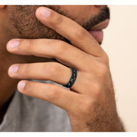 The Huntsman Men's Wedding Band in Grey Tantalum and Grey/Black Titanium - 7.5mm Width by Brook and Branch