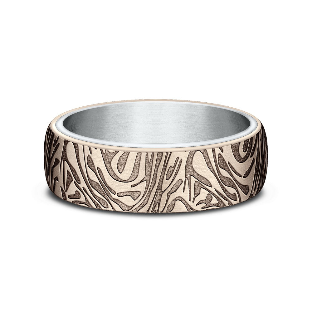 The Imperial Men's Wedding Band in 14K White and Rose Gold - 6.5mm Width by Benchmark