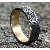 The Imperial Men's Wedding Band in 14K Yellow and Grey Tantalum - 6.5mm Width by Ammara Stone