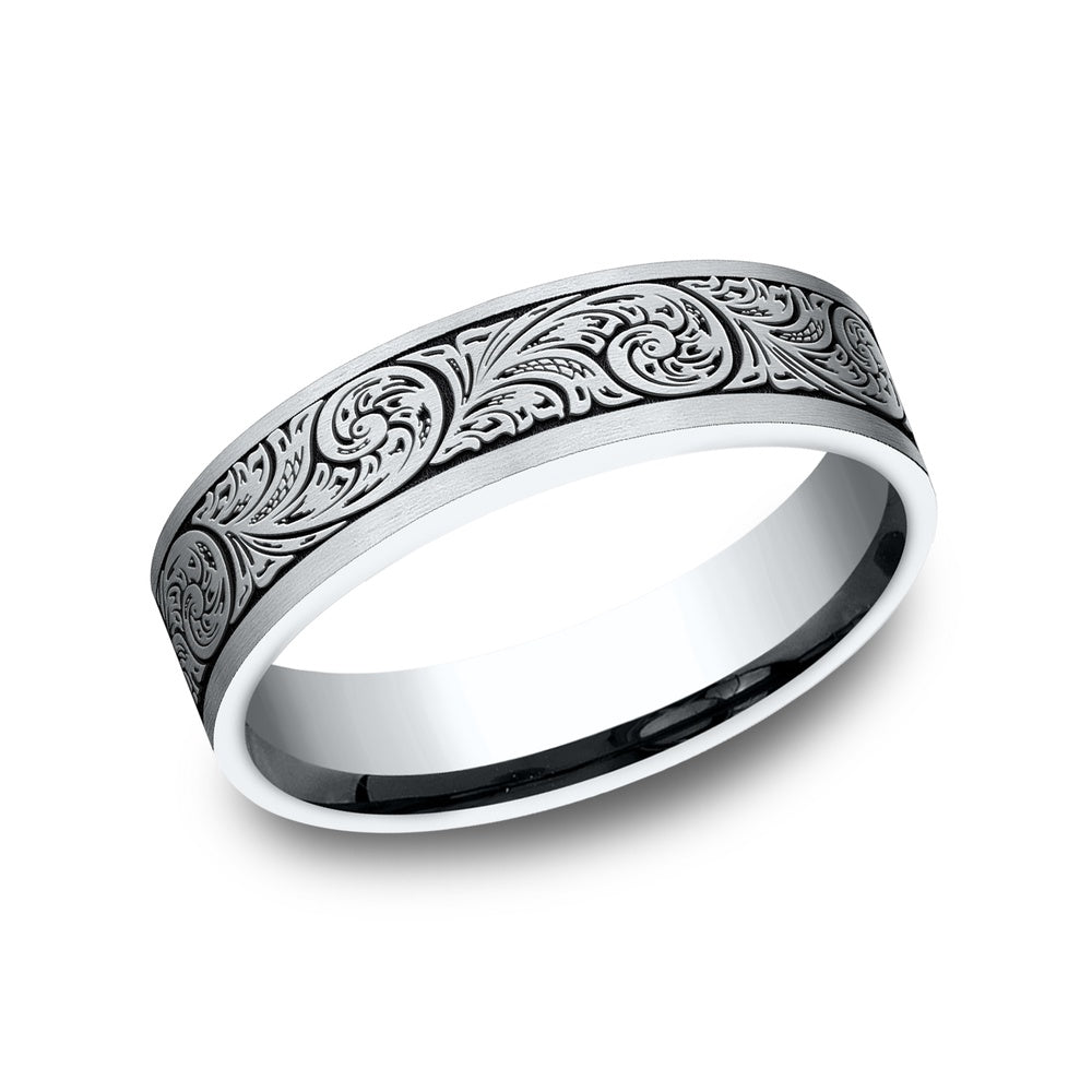 The Inquisitor Men's Wedding Band in 14K White Gold - 6mm Width by Benchmark