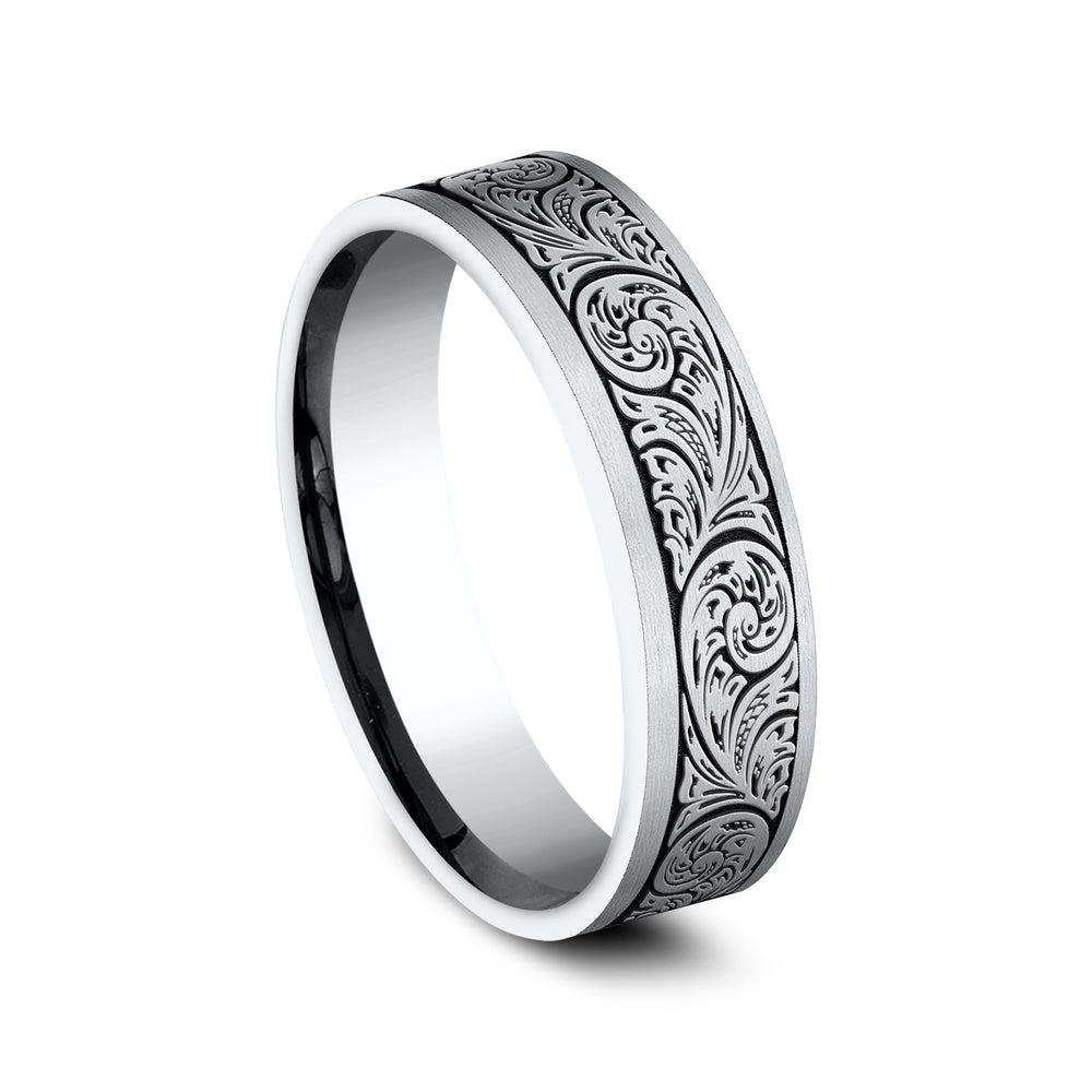 The Inquisitor Men's Wedding Band in 14K White Gold - 6mm Width by Benchmark