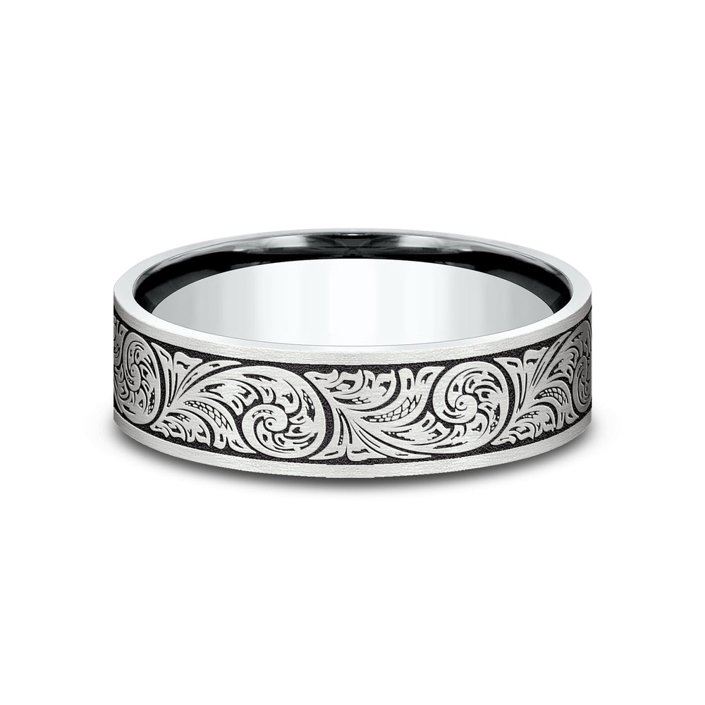 The Inquisitor Men's Wedding Band in 14K White Gold - 6mm Width by Benchmark