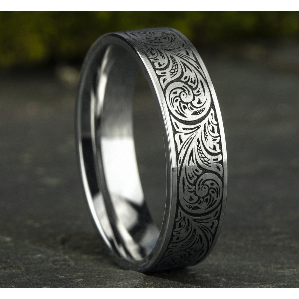 The Inquisitor Men's Wedding Band in 14K White Gold - 6mm Width by Benchmark