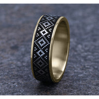 The Isle Men's Wedding Band in 14K Yellow Gold and Grey/Black Titanium - 7.5mm Width by Brook and Branch