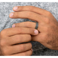The Isle Men's Wedding Band in 14K Yellow Gold and Grey/Black Titanium - 7.5mm Width by Brook and Branch