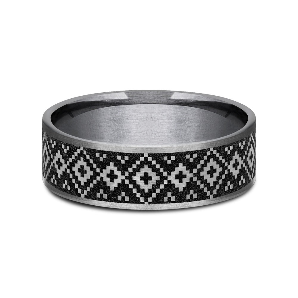 The Isle Men's Wedding Band in Grey Tantalum and Grey/Black Titanium - 7.5mm Width by Brook and Branch