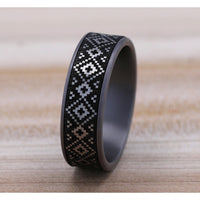 The Isle Men's Wedding Band in Grey Tantalum and Grey/Black Titanium - 7.5mm Width by Brook and Branch