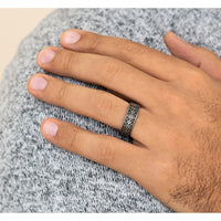 The Isle Men's Wedding Band in Grey Tantalum and Grey/Black Titanium - 7.5mm Width by Brook and Branch