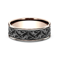 The Ivy Men's Wedding Band in 14K Rose Gold and Grey Tantalum - 7.5mm Width by Ammara Stone