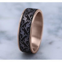 The Ivy Men's Wedding Band in 14K Rose Gold and Grey Tantalum - 7.5mm Width by Ammara Stone