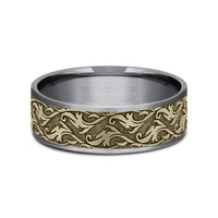 The Ivy Men's Wedding Band in Grey Tantalum and 14K Yellow Gold - 7.5mm Width by Ammara Stone