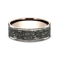 The Jackson Men's Wedding Band in 14K Rose Gold and Grey Tantalum - 7.5mm Width by Ammara Stone
