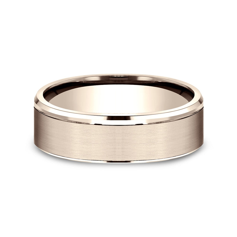 The Jefferson Men's Wedding Band in 14K Rose Gold - 6.5mm Width by Benchmark