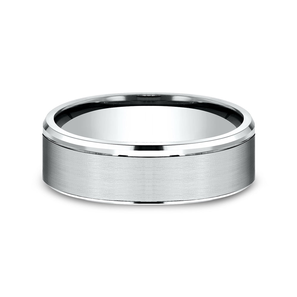 The Jefferson Men's Wedding Band in 14K White Gold - 6.5mm Width by Benchmark