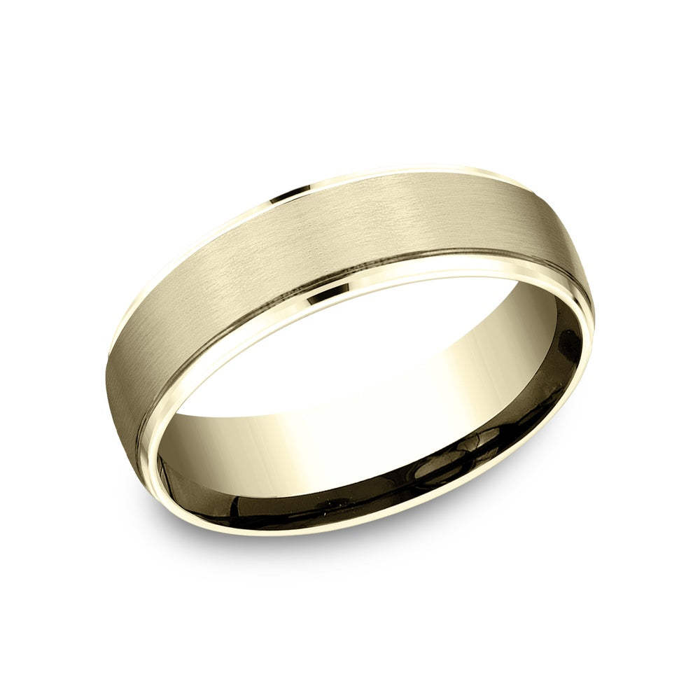 The Jefferson Men's Wedding Band in 14K Yellow Gold - 6.5mm Width by Benchmark