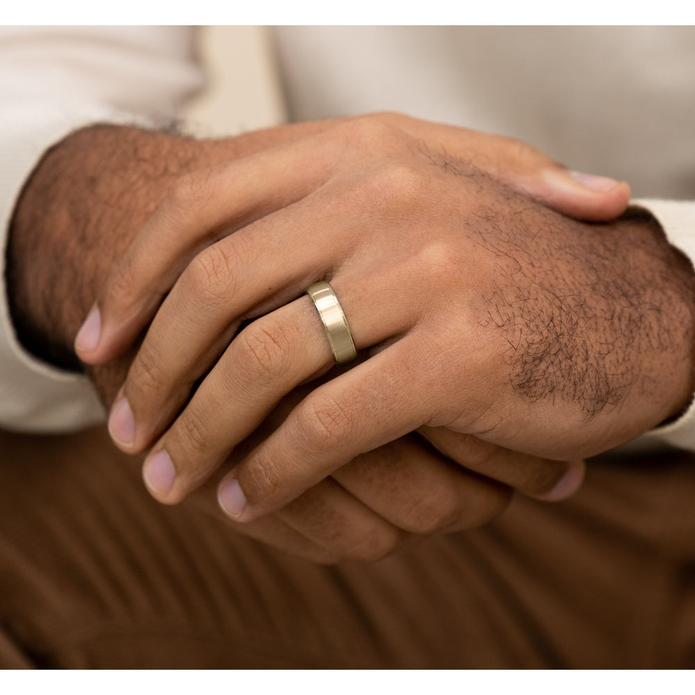 The Jefferson Men's Wedding Band in 14K Yellow Gold - 6.5mm Width by Benchmark