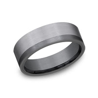 The Joker Men's Wedding Band in Grey and Darkened Tantalum - 7mm Width by Tantalum
