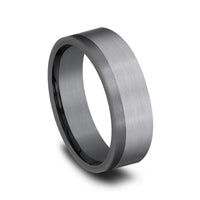 The Joker Men's Wedding Band in Grey and Darkened Tantalum - 7mm Width by Tantalum
