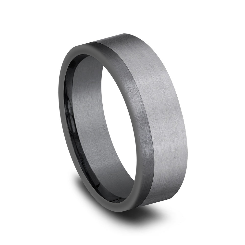 The Joker Men's Wedding Band in Grey and Darkened Tantalum - 7mm Width by Tantalum