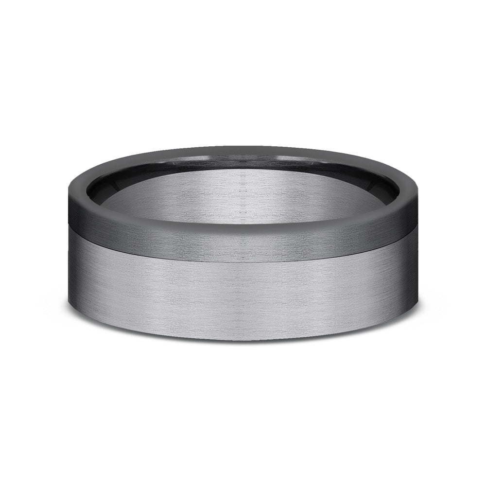 The Joker Men's Wedding Band in Grey and Darkened Tantalum - 7mm Width by Tantalum