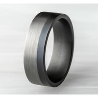 The Joker Men's Wedding Band in Grey and Darkened Tantalum - 7mm Width by Tantalum