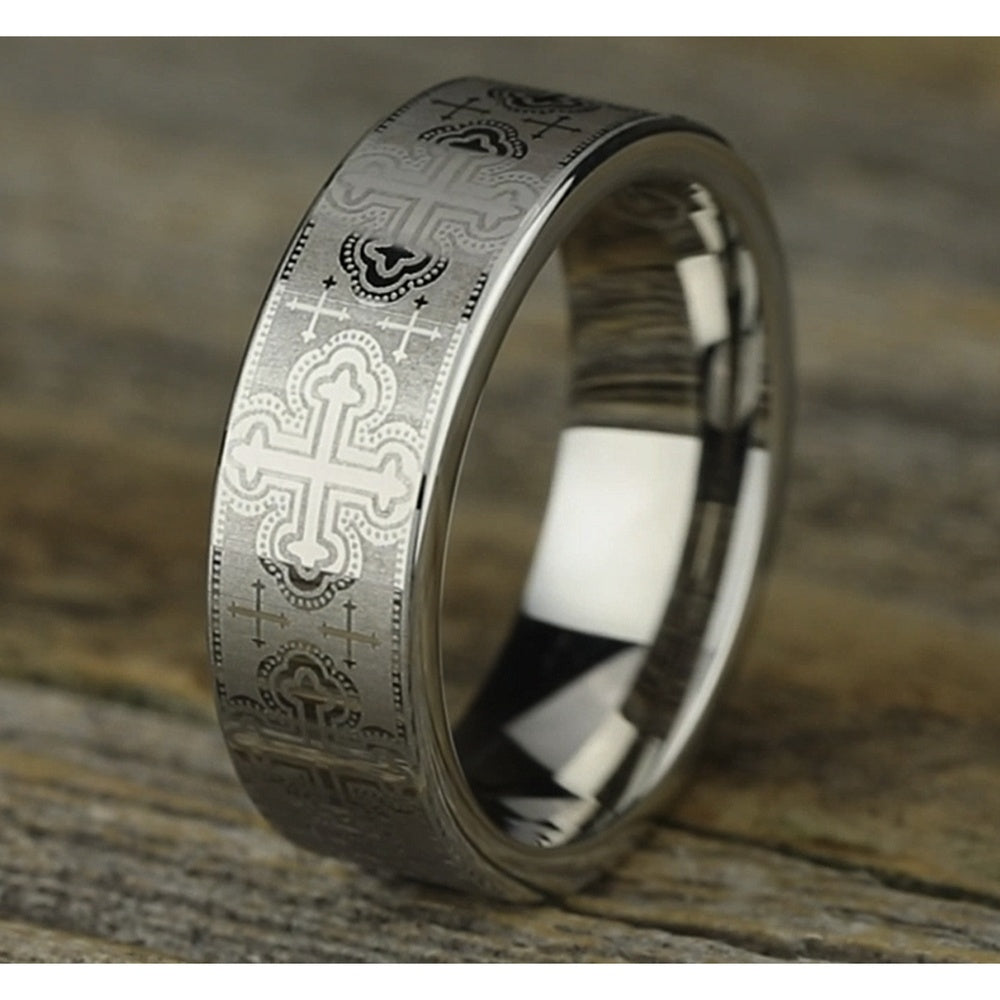 The Joust Men's Wedding Band in White Cobalt - 7.5mm Width by Forge
