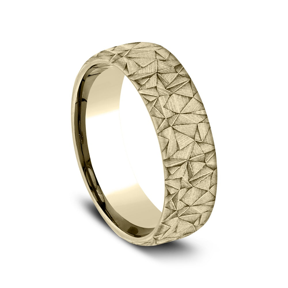 The Kaleidoscope Men's Wedding Band in 14K Yellow Gold - 6.5mm Width by Benchmark
