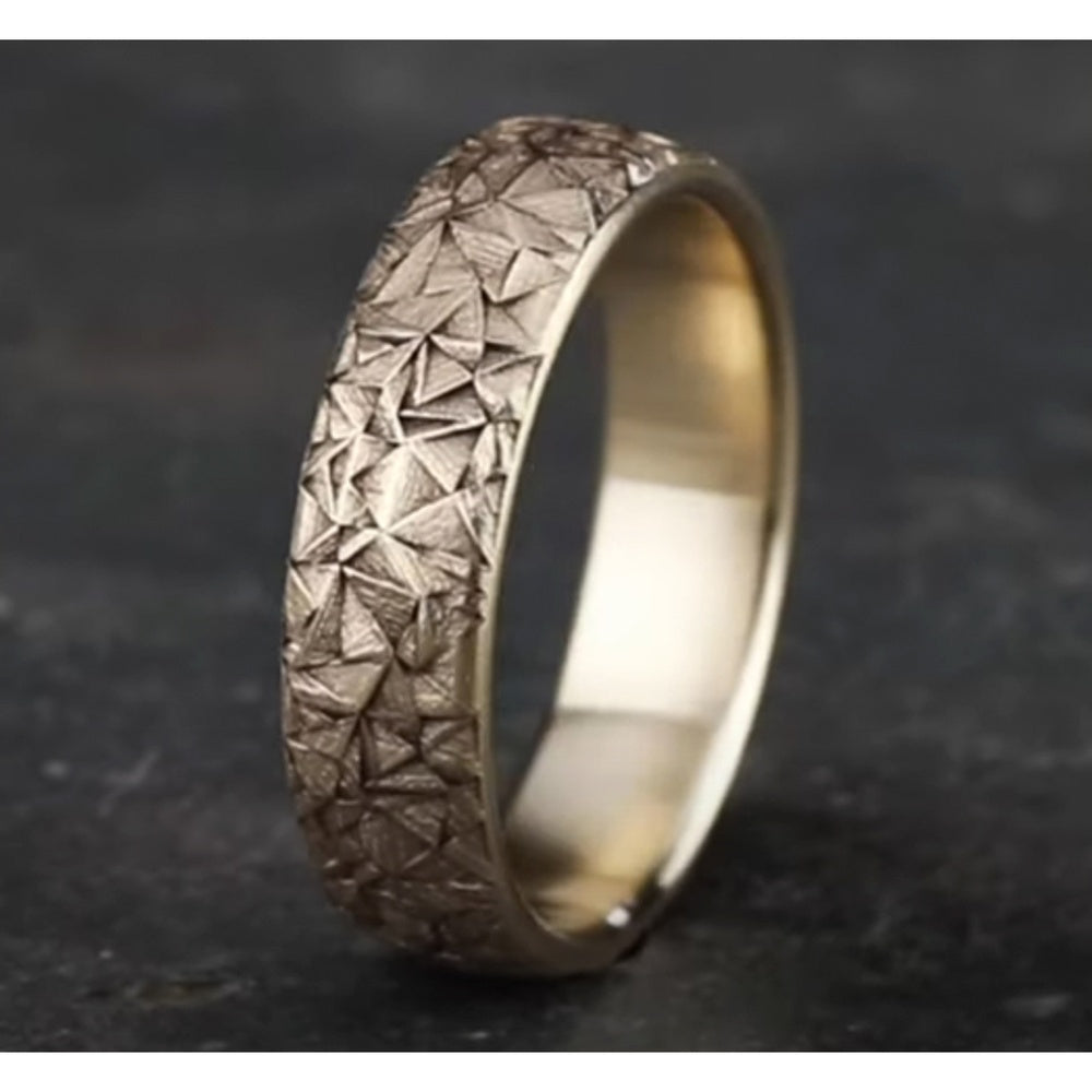 The Kaleidoscope Men's Wedding Band in 14K Yellow Gold - 6.5mm Width by Benchmark