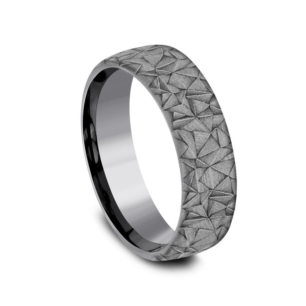 The Kaleidoscope Men's Wedding Band in Grey Tantalum - 6.5mm Width by Tantalum