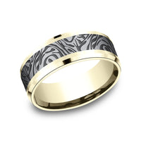The Katana Men's Wedding Band in 14K Yellow Gold and Grey Tantalum - 8mm Width by Ammara Stone