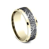 The Katana Men's Wedding Band in 14K Yellow Gold and Grey Tantalum - 8mm Width by Ammara Stone