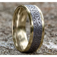 The Katana Men's Wedding Band in 14K Yellow Gold and Grey Tantalum - 8mm Width by Ammara Stone