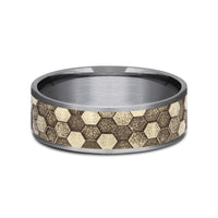 The Keeper Men's Wedding Band in Grey Tantalum and 14K Yellow Gold - 7.5mm Width by Ammara Stone