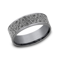 The Keltar Men's Wedding Band in Grey Tantalum and Grey/Black Titanium - 7.5mm Width by Tantalum