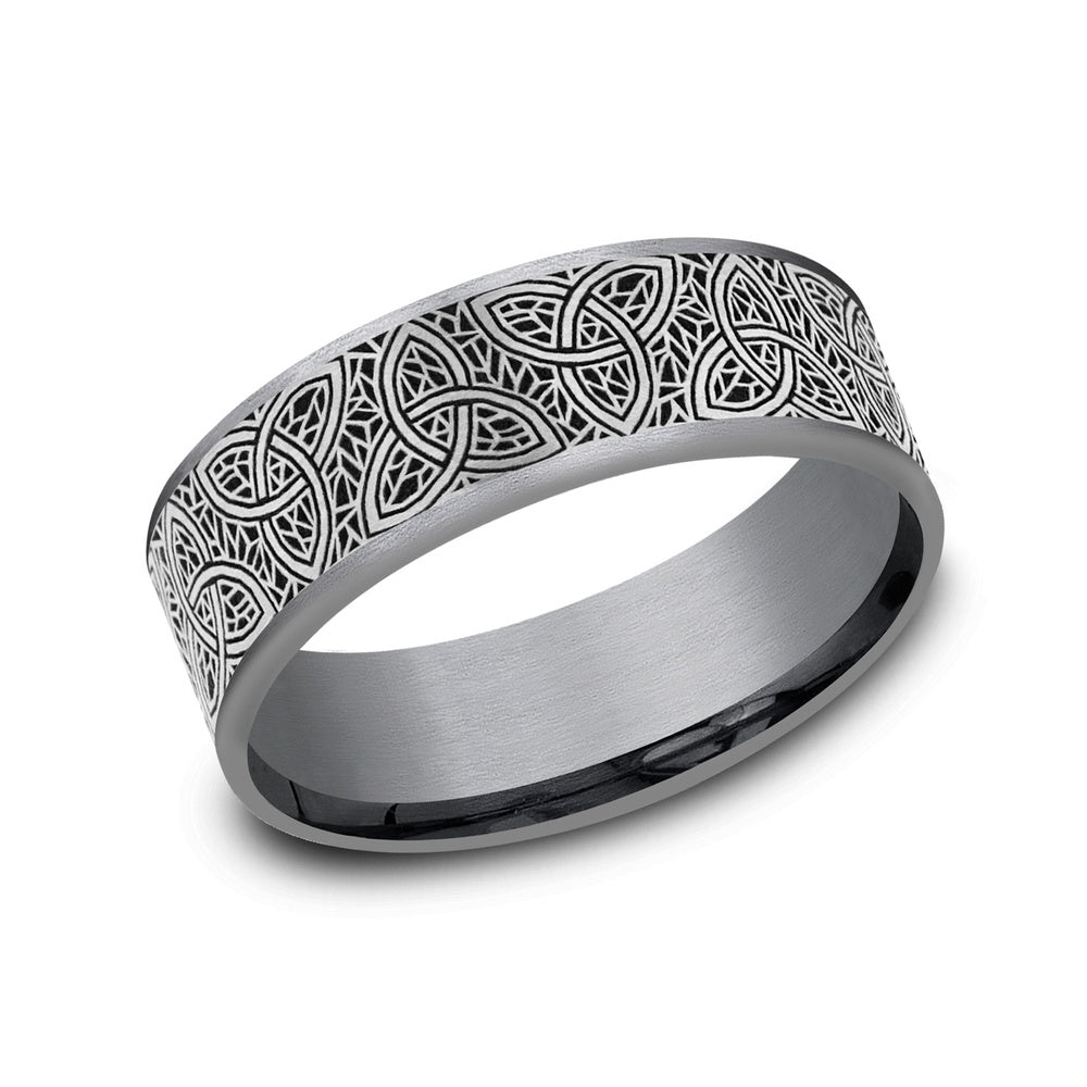 The Keltar Men's Wedding Band in Grey Tantalum and Grey/Black Titanium - 7.5mm Width by Tantalum