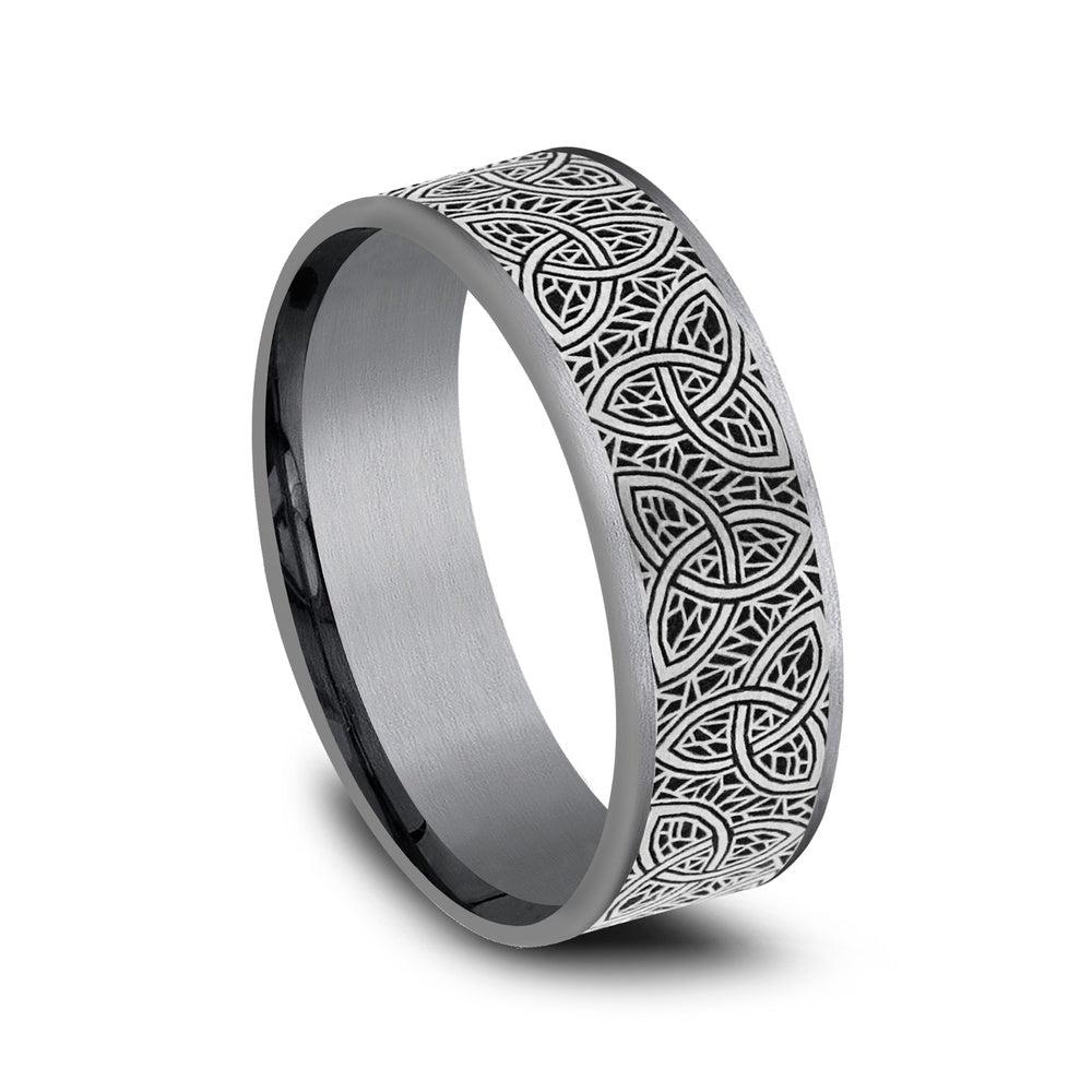 The Keltar Men's Wedding Band in Grey Tantalum and Grey/Black Titanium - 7.5mm Width by Tantalum