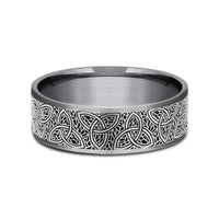 The Keltar Men's Wedding Band in Grey Tantalum and Grey/Black Titanium - 7.5mm Width by Tantalum