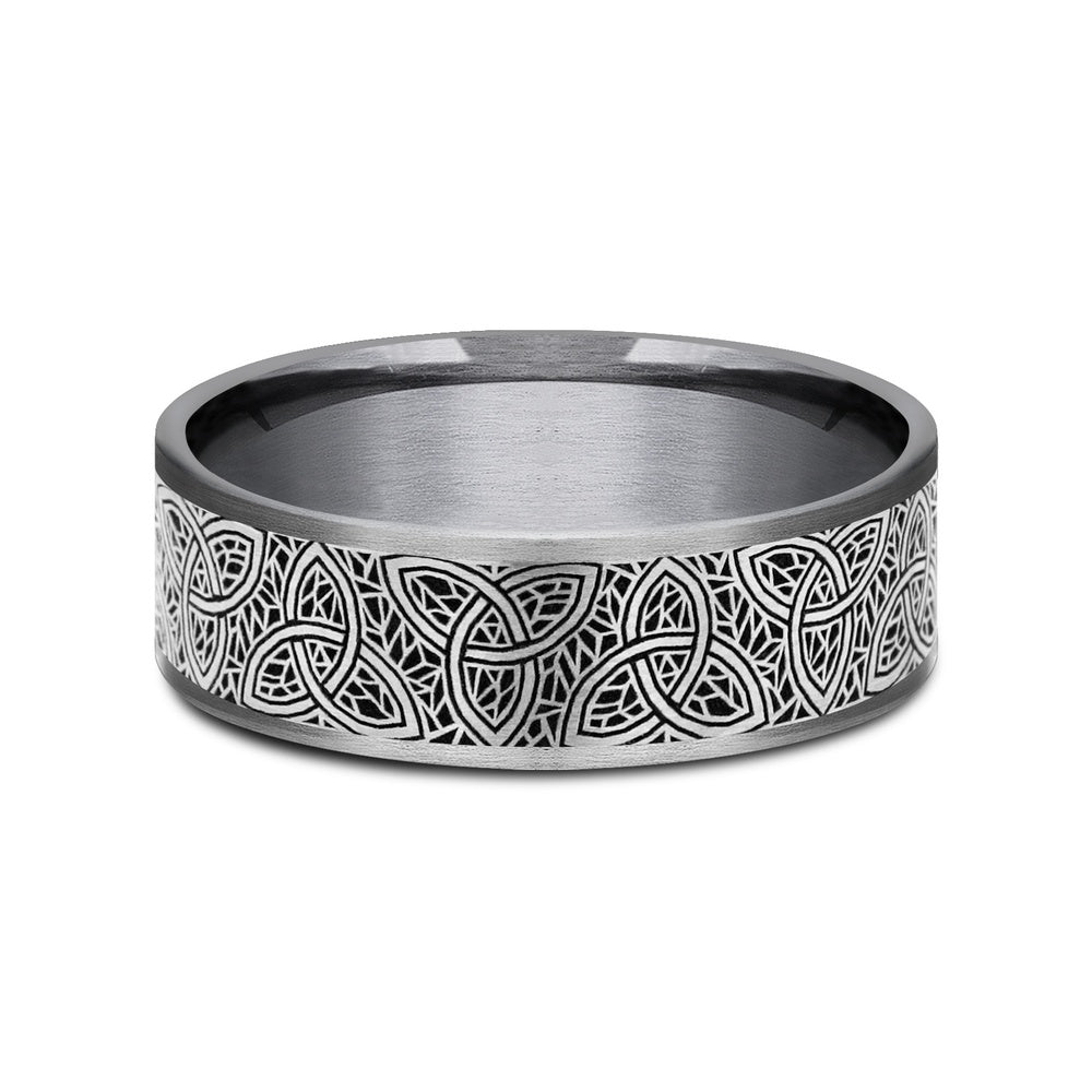The Keltar Men's Wedding Band in Grey Tantalum and Grey/Black Titanium - 7.5mm Width by Tantalum
